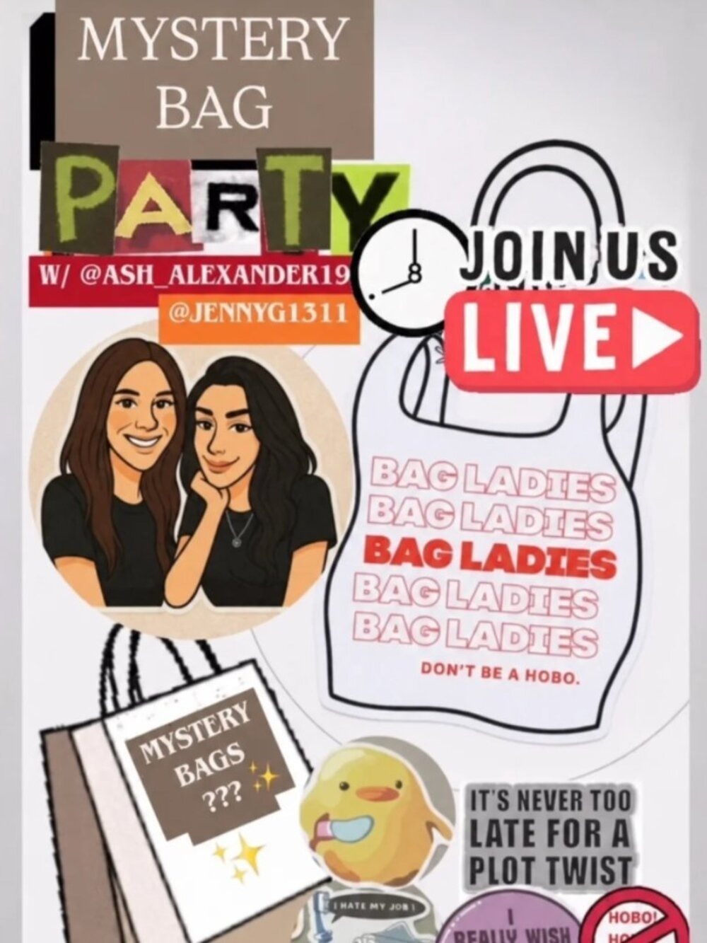 Live Show Listing to Party w/ The Bag Ladies🛍️
